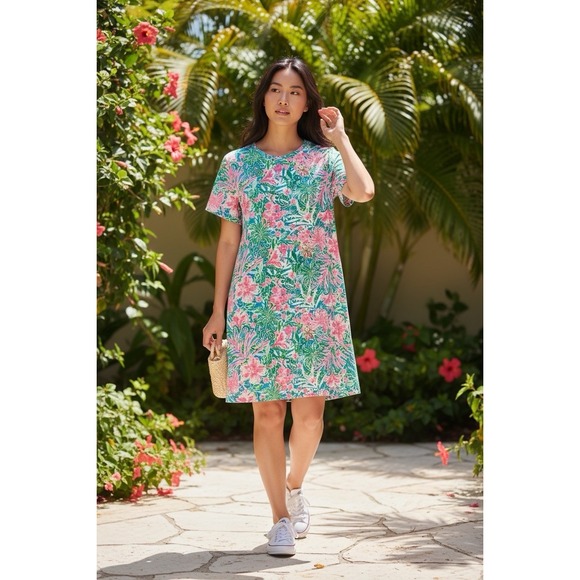 LILLY PULITZER Cody Swing Dress‎  "LEAF IT WILD"  Size SMALL  NWOT S Pink Floral - Picture 5 of 10